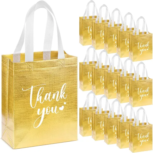 Miniatura 18 de Sweetude 30 Bolsas de Regalo de Agradecimiento con Asas a Granel Bolsa de Dulces Reutilizable No Tejida Plegable Bolso de Mano para Regalos