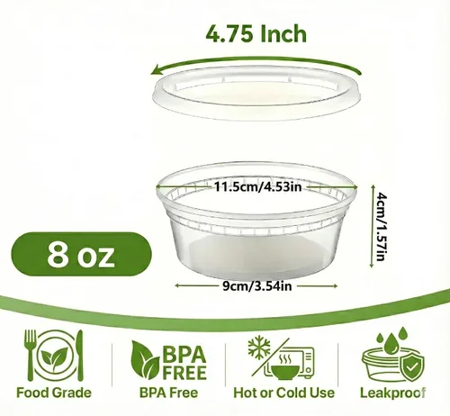 Miniatura 2 de Contenedores de almacenamiento de alimentos [10 juegos] x [8 onzas] recipientes de plástico para delicatessen con tapas, recipientes de preparación