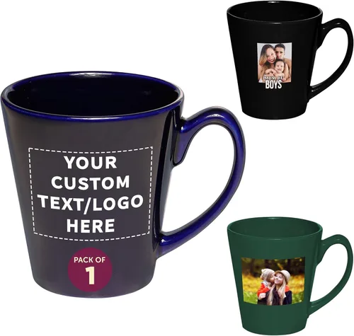 Miniatura 13 de DISCOUNT PROMOS Taza de café con leche de cerámica brillante personalizada de 12 onzas, juego de 10/50/100 unidades personalizadas, paquete a