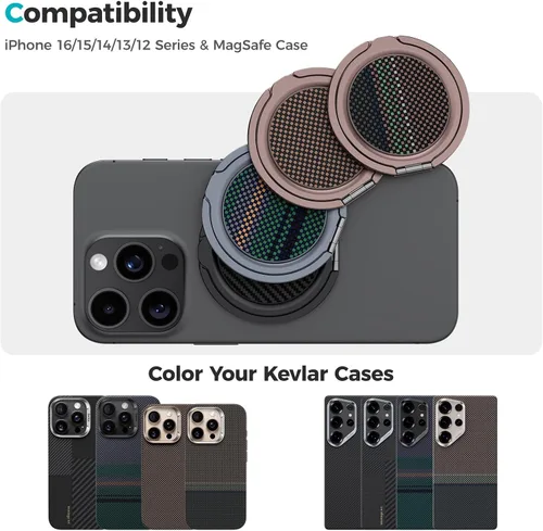 Miniatura 7 de BENKS ArmorPop │ Agarre magnético para teléfono y soporte para MagSafe, soporte de anillo giratorio ajustable de 360° para iPhone 17/16/15/14/13/12