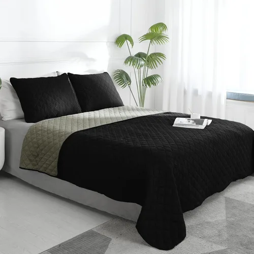 Miniatura 46 de Easy-Going - Juego de colcha reversible tamaño king con 1 colcha y 2 fundas de almohada, colcha de cama suave, edredón de microfibra liviano Gris