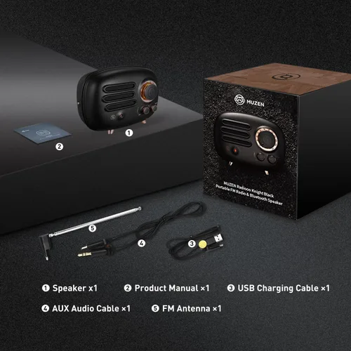 Miniatura 6 de Muzen Altavoz Bluetooth de radio, radio de metal pequeña Wild Radiooo, altavoces inalámbricos portátiles, radio FM recargable, carcasa exterior