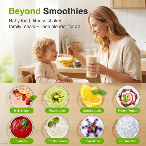 Miniatura 6 de KOIOS Licuadora para Batidos, Licuadora Personal para Batidos y Smoothies con 3 * 22oz Vasos Para Llevar, Batidora de Smoothies de 22000 RPM