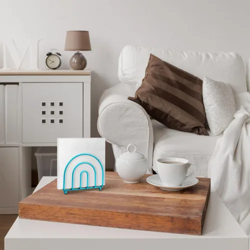 Miniatura 6 de Blue Donuts Servilletero turquesa de la colección Arc - Servilleteros para mesas, moderno servilletero, servilleteros de mesa de comedor para cocina