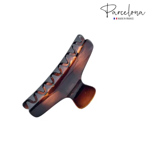 Miniatura 2 de Parcelona Pinza de embrague de pinza de pelo de pinza de pelo de concha marrón de tortuga pequeña plana francesa