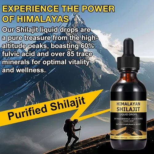 Miniatura 4 de Shilajit - Gotas de resina pura del Himalaya, suplemento de oro líquido de resina orgánica Shilajit con más de 85 oligominerales, apoya la energía
