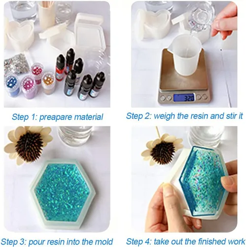 Miniatura 6 de Moldes grandes de resina de silicona, 3 moldes de resina de geoda de ágata, incluye 2 moldes cuadrados para posavasos cuadrados, molde rectangular