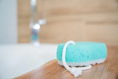 Miniatura 2 de Esponja corporal para baño y ducha para mujer, hombre, niños, paquete de 4 unidades, MR. Esponja energizante de doble cara de baño relajante masaje