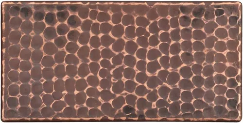 Miniatura 2 de Premier Copper Products T36DBH_PKG4 - Azulejo de cobre martillado de 3 x 6 pulgadas, cantidad 4, bronce aceitado