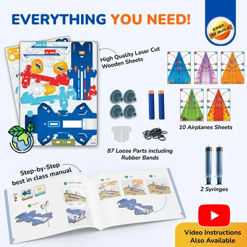 Miniatura 6 de Smartivity DIY 2 en 1 Aviones de papel hidráulicos y lanzadores de dardos STEM juguete para niños de 6 a 14 años Regalos de cumpleaños para niños