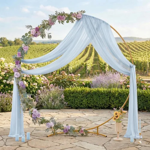 Miniatura 3 de MDS Paquete de 2 paneles de cortina de arco de boda (30 pulgadas de ancho x 30 pies de largo) tela de gasa transparente para boda, ceremonia, Azul