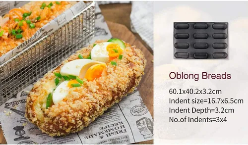 Miniatura 9 de FETESUR Moldes para perros calientes, moldes antiadherentes para pan de pan, molde de silicona de grado alimenticio, 12 panes de 40 x 60 pulgadas