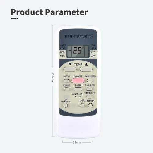 Miniatura 8 de PZL Nuevo control remoto de repuesto de CA R51M/E, control remoto universal de CA para modelos de aire acondicionado Midea