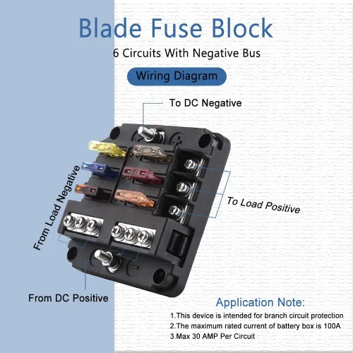 Miniatura 3 de deemars Caja de fusibles de 12 V de 6 vías, caja de bloques de fusibles de hoja LED de 6 circuitos, panel de fusibles ATC/ATO con indicador LED