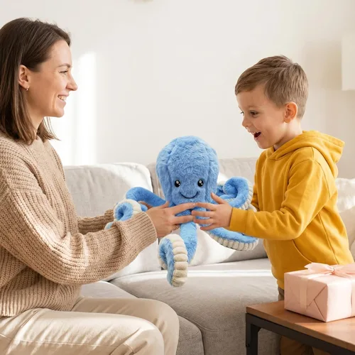 Miniatura 6 de My Super Star Animales de peluche de pulpo, juguetes de pulpo de peluche para niños, niñas, amigos, familia, regalo de cumpleaños y Navidad, Azul
