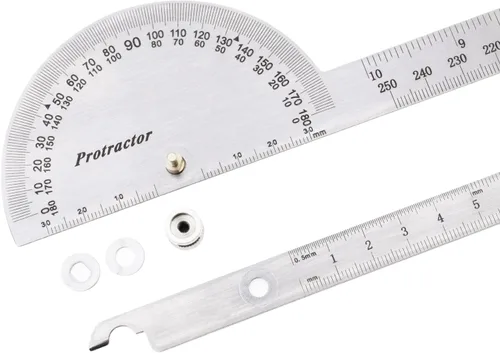 Miniatura 9 de ChgImposs Buscador de ángulo de 0 a 180 grados, cabeza redonda de acero inoxidable, transportador giratorio de escala de ángulo ajustable, ángulo