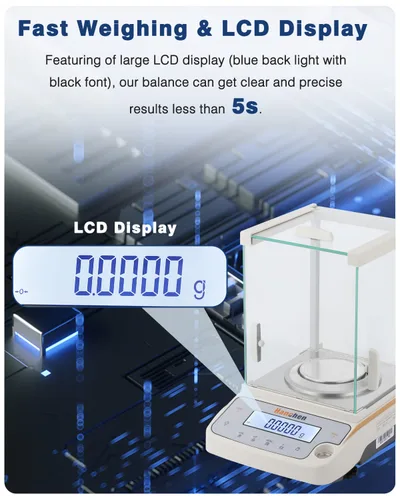 Miniatura 5 de Balanza analítica, 7.76 oz/0.1mg Escala electrónica precisa 0.00 oz Hanchen Digital Balance para joyería, laboratorio, farmacia, planta química