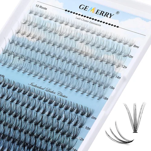 Miniatura 21 de Extensiones de pestañas en racimo GEMERRY, 144 piezas, pestañas individuales, dos estilos, extensiones de pestañas con tallo ancho, suaves