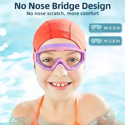 Miniatura 7 de Freela Gafas de natación transparentes para niños de 3 a 15 años, antiniebla, sin fugas, para piscina, playa, natación