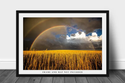 Miniatura 3 de Great Plains Photography Print (Not Framed) Picture of Double Rainbow Over Golden Wheat Field on Stormy Spring Day in Kansas Western Sky Wall Art