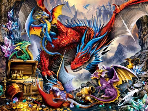 Miniatura 2 de Masterpieces Rompecabezas EZ Grip de 300 piezas – Horda del Dragón – 18 x 24 pulgadas