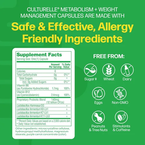 Miniatura 2 de Culturelle Metabolismo + Control de peso con cápsulas probióticas SlimBiotics® – 30 unidades – Ayuda a controlar el peso de manera segura - Promueve