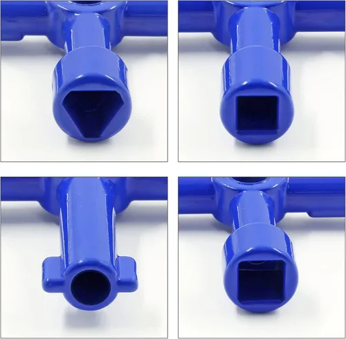 Miniatura 4 de 3 llaves eléctricas multifuncionales de 4 vías para gabinete, llave cuadrada triangular para elevador, válvula de medidor de agua, gabinete de Azul
