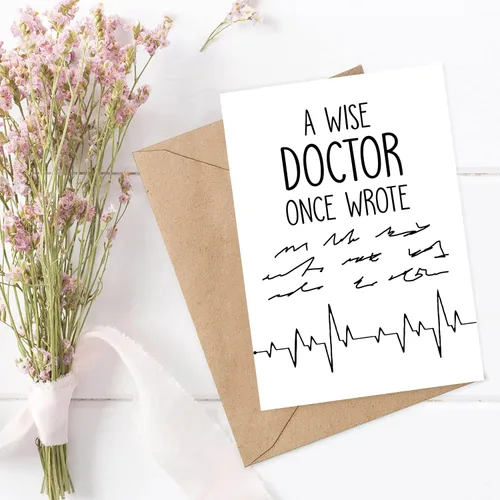 Miniatura 2 de Tarjeta de médico sabio, regalo para el médico con broma de escritura a mano, perfecta para médicos