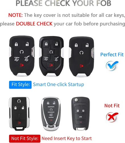 Miniatura 2 de OFFCURVE Funda para llavero con llavero para GMC Yukon/Yukon XL Terrain Funda de llavero de TPU suave para Chevy Chevrolet Suburban Tahoe accesorios