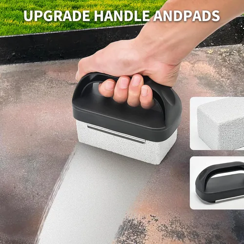 Miniatura 4 de Ladrillo de piedra de limpieza de plancha, paquete de 5 con mango ergonómico, bloque de piedra pómez natural para piedra negra, plancha superior Gris