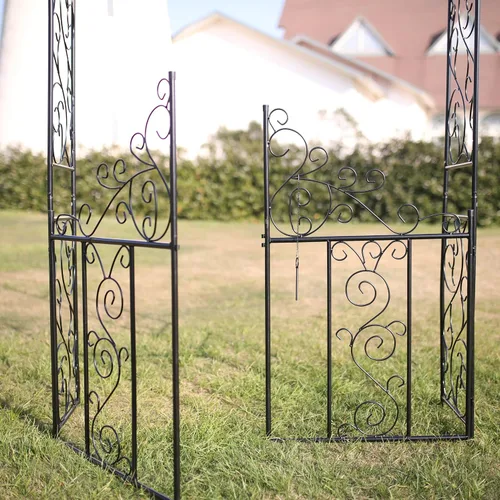 Miniatura 4 de Arco de jardín de acero de 7 pies 5 pulgadas de alto x 4 pies 2 pulgadas de ancho con puerta, cenador de jardín para varias plantas trepadoras