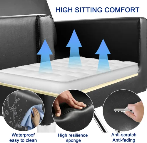 Miniatura 3 de Silla de peluquería para peluquería, capacidad de 330 libras, con bomba hidráulica resistente, equipo de belleza ajustable giratorio de 360°, Negro
