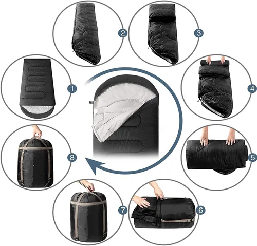 Miniatura 6 de Paquete de 10 sacos de dormir para adultos en clima frío a granel para personas sin hogar, 4 estaciones, cálidos o fríos, ligeros, para interiores