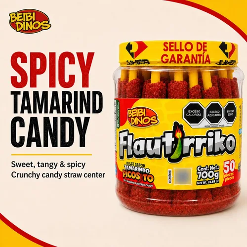 Miniatura 2 de Flautirriko Tarugos Tamarindo Candy Sticks 50 piezas 19.40 oz Always Fresh