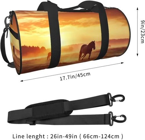 Miniatura 2 de Sports Gym Bag for Women Men Travel Duffel Bag Tote Horses on Pasture at Sundown Weekender Bag Canvas Carry on Overnight Bag for Travel Swimming