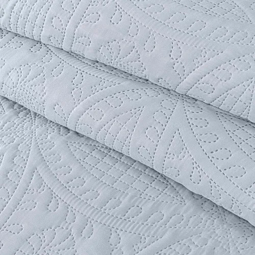 Miniatura 8 de Chezmoi Collection Austin Juego de Colcha King de 3 Piezas Acolchado Pinsonic Sobredimensionado Juego de Colcha Coverlet, King, Plateado De gran