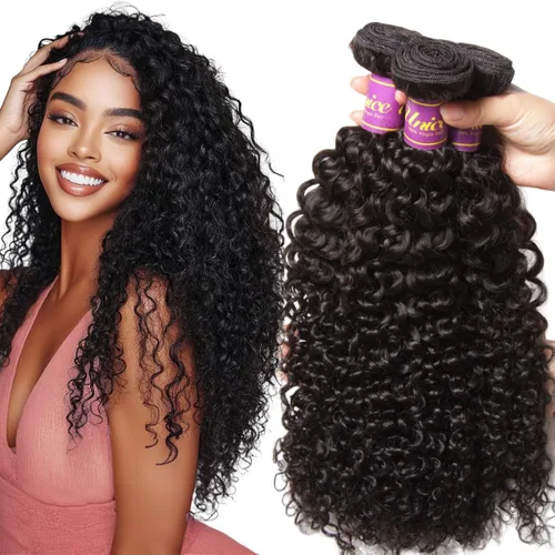 Miniatura 3 de Extensiones de pelo rizado virgen de Malasia UNice, venta al por mayor, 3 paquetes grado 7A sin procesar, extensiones de pelo humano color natural