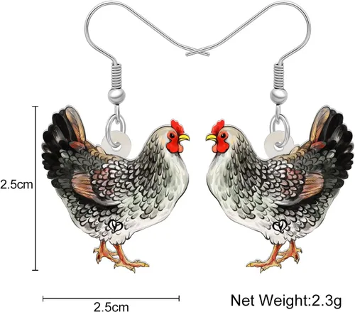 Miniatura 5 de Pendientes de gallina de acrílico con diseño divertido de granja, regalo encantador para niñas y mujeres por The Bonsny