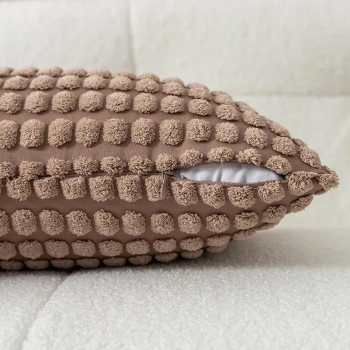Miniatura 3 de UGASA - Juego de 2 fundas de almohada de pana suave de felpa con patrón granular sólido, fundas de cojín decorativas, estilo bohemio rural