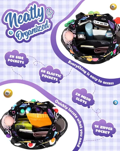 Miniatura 2 de Bolsa de Bingo con Bolsillos para Marcadores Casino Accesorios de Juego de Bingo para Adultos Mayores Negro