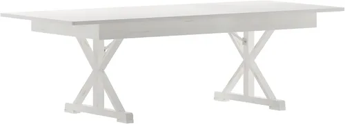 Miniatura 16 de Flash Furniture Serie Hércules Mesa de comedor plegable rústica de pino macizo de 8' x 40", mesa rectangular antigua de granja para comedor y eventos