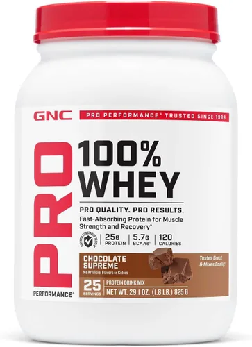 Miniatura 21 de GNC Pro Performance 100% proteína de suero en polvo Apoya el metabolismo saludable y la recuperación muscular magra Chocolate Supreme 12