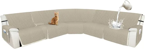 Miniatura 82 de Arfntevss Fundas de sofá modular reclinable, 100% impermeable, en forma de L, para sillón reclinable en forma de L, funda seccional lavable