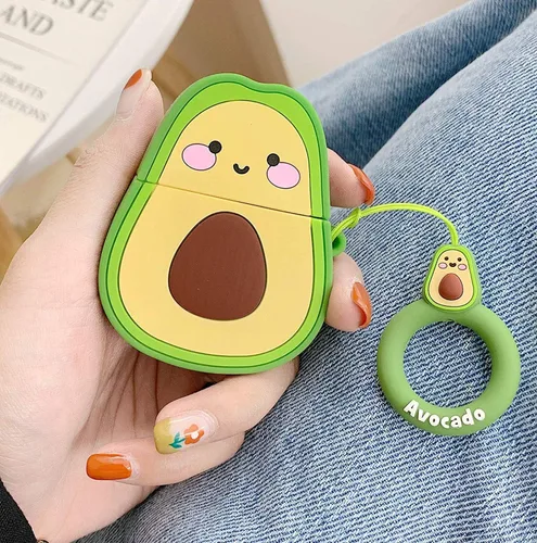 Miniatura 3 de Funda compatible con Airpods 1/2, diseño de personajes de dibujos animados de silicona, diseño de Airpod de frutas, diseño de llavero divertido