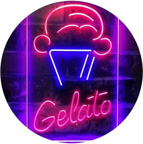 ADVPRO Gelato Ice Cream Shop - Letrero de neón LED de doble color, azul y rojo, 8 x 12 pulgadas st6s23-i3802-br