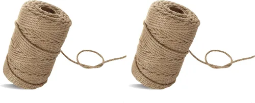 Miniatura 8 de Cuerda de yute de 328 pies de 0.236 in, 4 capas de yute grueso natural, cáñamo resistente para poste rascador de gatos, manualidades, jardinería