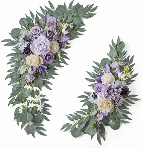 Miniatura 18 de ponatia Flores de Arco de Boda (Paquete de 2), Flores Borgoña y Azul Marino para Decoraciones de Boda, Señales de Bienvenida, Arcos de Boda