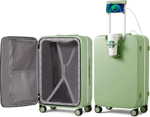 Miniatura 10 de mixi Equipaje PC Hardside Rolling maleta con rueda giratoria, cerradura TSA, soporte para teléfono y vaso, Verde aguacate