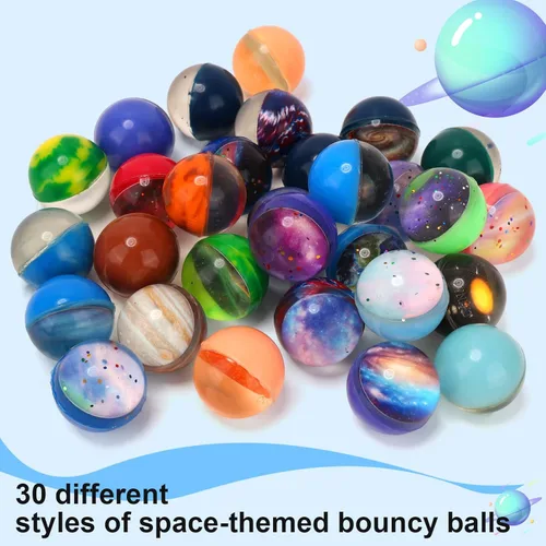 Miniatura 3 de Pllieay 30 bolas hinchables de galaxia, bolas inflables espaciales de 1.28 pulgadas a granel, bolas de goma para fiestas espaciales para niños