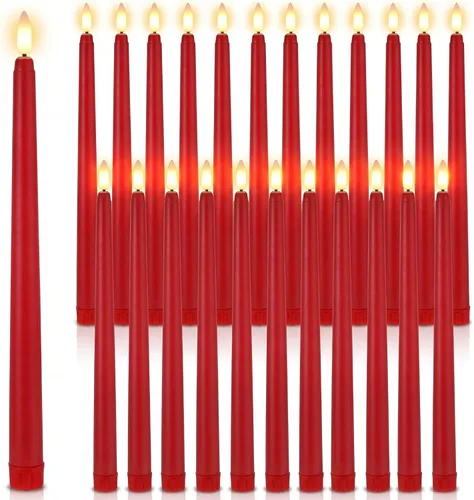 Miniatura 11 de Macarrie 24 Paquetes de Velas Cónicas Sin Llama Operadas con Batería Falsas de 11 Pulgadas de Largo Luz de Vela LED Sin Llama Parpadeantes Cónicas